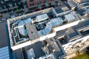 HVAC system on top of commercial business in Lafayette, Louisiana. 