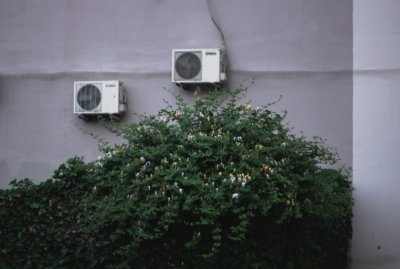 two air conditioners outside