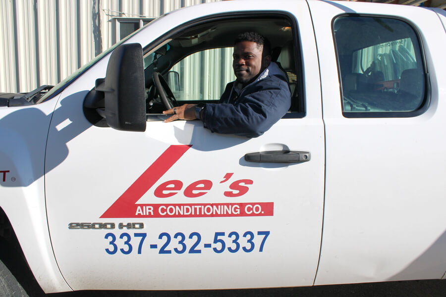 Lee's Professional HVAC Technician in Truck