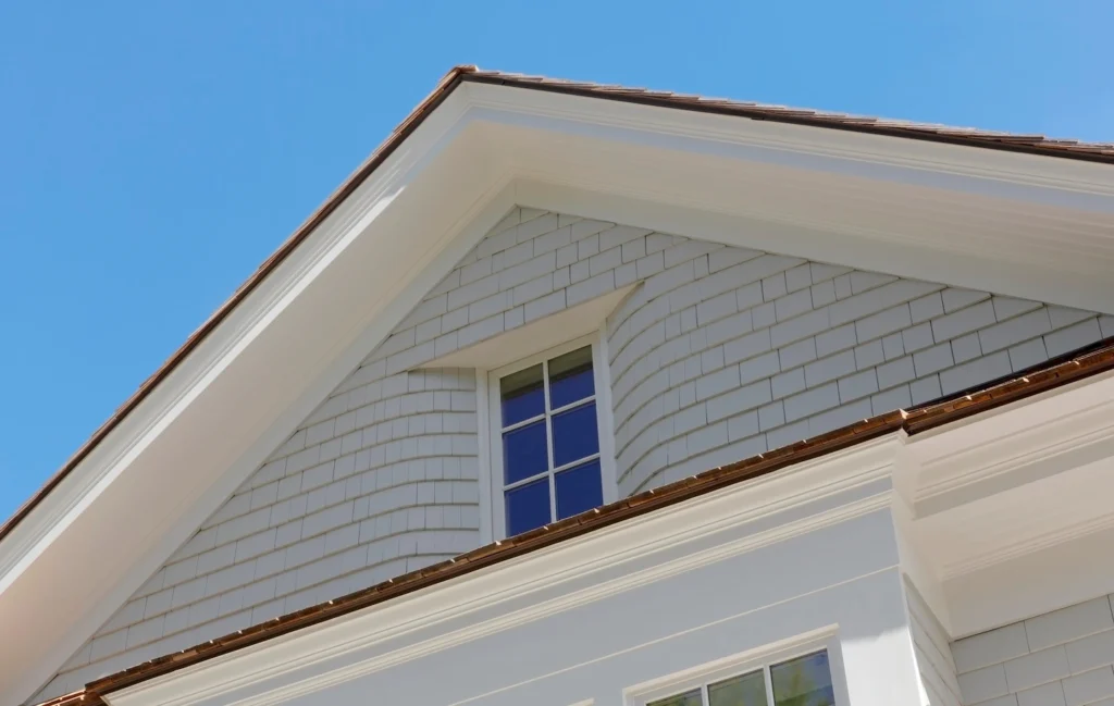 Low level view of a home’s attic from the exterior of the building.