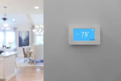 Thermostat inside home in Lafayette with the temperature set to 78 degrees fahrenheit.